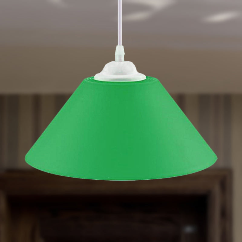 Modern Metal Conic Pendant Light with Adjustable Cord for Living Room - Black/Gray/Dark Green