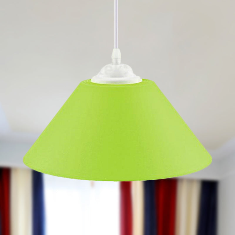 Modern Metal Conic Pendant Light with Adjustable Cord for Living Room - Black/Gray/Dark Green