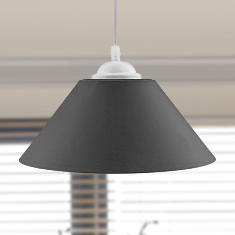 Modern Metal Conic Pendant Light with Adjustable Cord for Living Room - Black/Gray/Dark Green