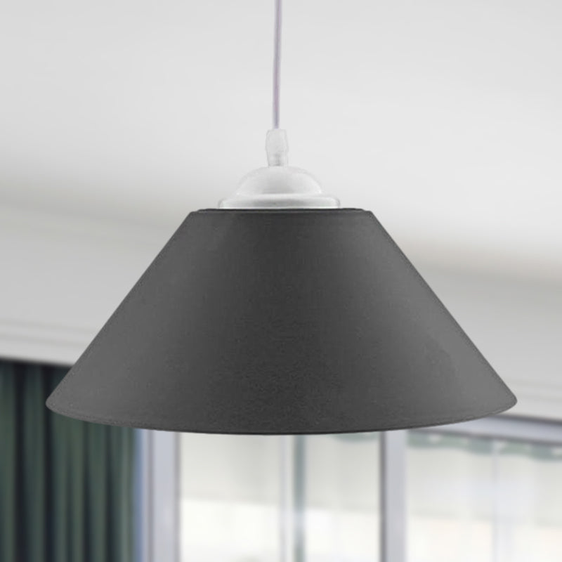 Modern Metal Conic Pendant Light with Adjustable Cord for Living Room - Black/Gray/Dark Green