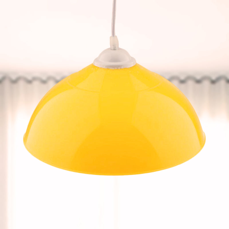 Modern Metallic Bowl Pendant Light - Polished Black/Grey Finish Yellow