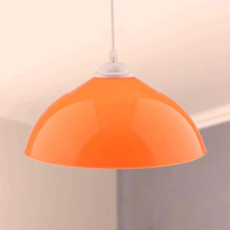 Modern Metallic Bowl Pendant Light - Polished Black/Grey Finish Orange