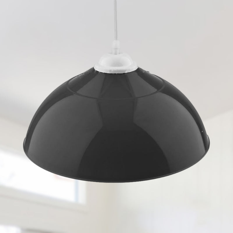Modern Metallic Pendant Light in Polished Black/Grey - 1-Light Ceiling Hanging Fixture for Dining Room