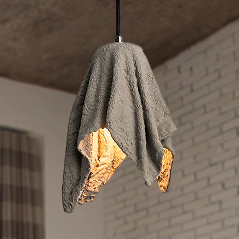 Industrial Style Grey Cement Pendant Light: Ripple/Barrel/Loving Heart Shade, 1-Light Fixture for Dining Room