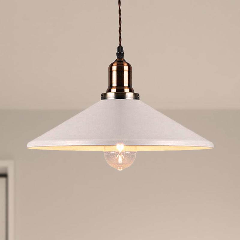 Stylish Cone/Saucer/Dome Shade Pendant Light for Restaurants - White Metal Hanging Pendant