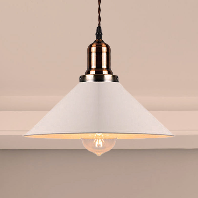 Stylish Cone/Saucer/Dome Shade Pendant Light for Restaurants - White Metal Hanging Pendant