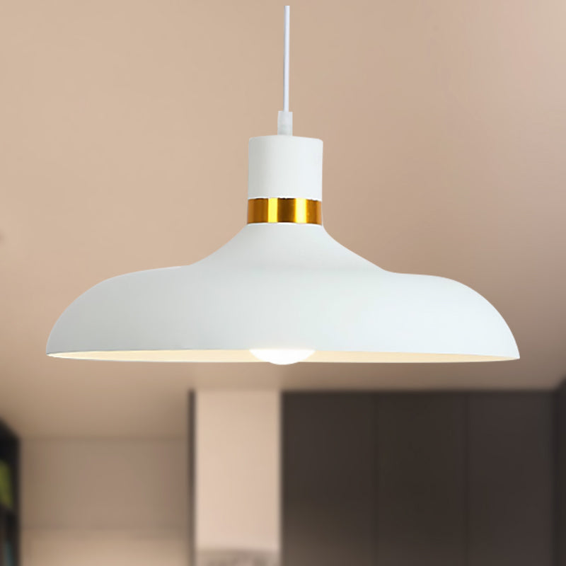 Aluminum Bowl Shade Pendant Light: Contemporary Ceiling Fixture For Living Room In Black/White White