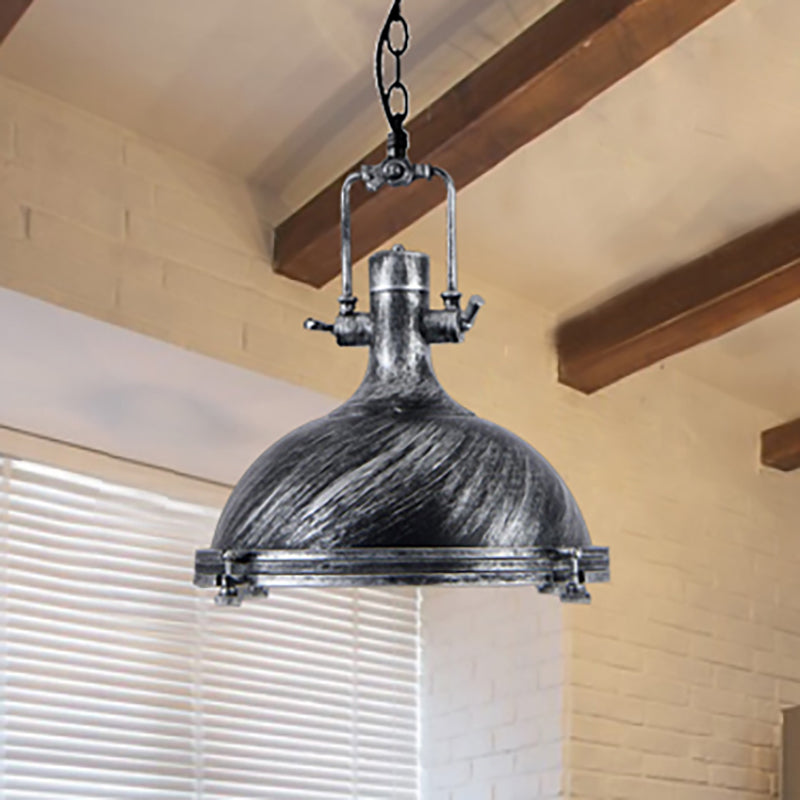 1 Light Vintage Style Iron Ceiling Pendant in Aged Silver/Bronze/Rust for Coffee Shops