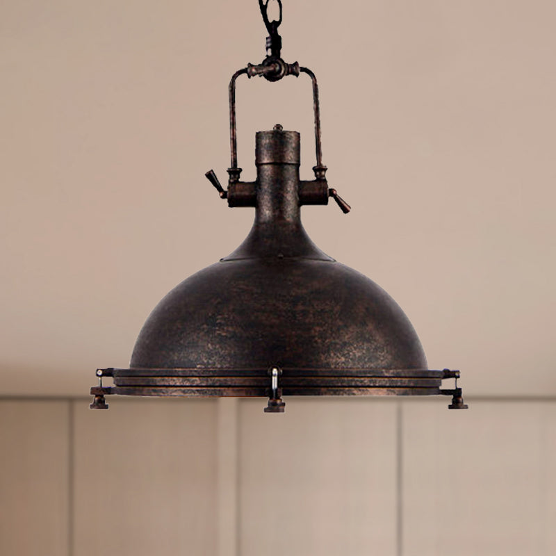 1 Light Vintage Style Iron Ceiling Pendant in Aged Silver/Bronze/Rust for Coffee Shops
