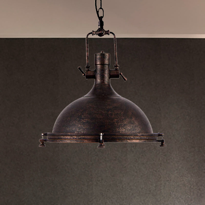 1 Light Vintage Style Iron Ceiling Pendant in Aged Silver/Bronze/Rust for Coffee Shops