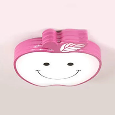 Smiling Apple Kids Ceiling Lamp - Contemporary Flush Mount Light
