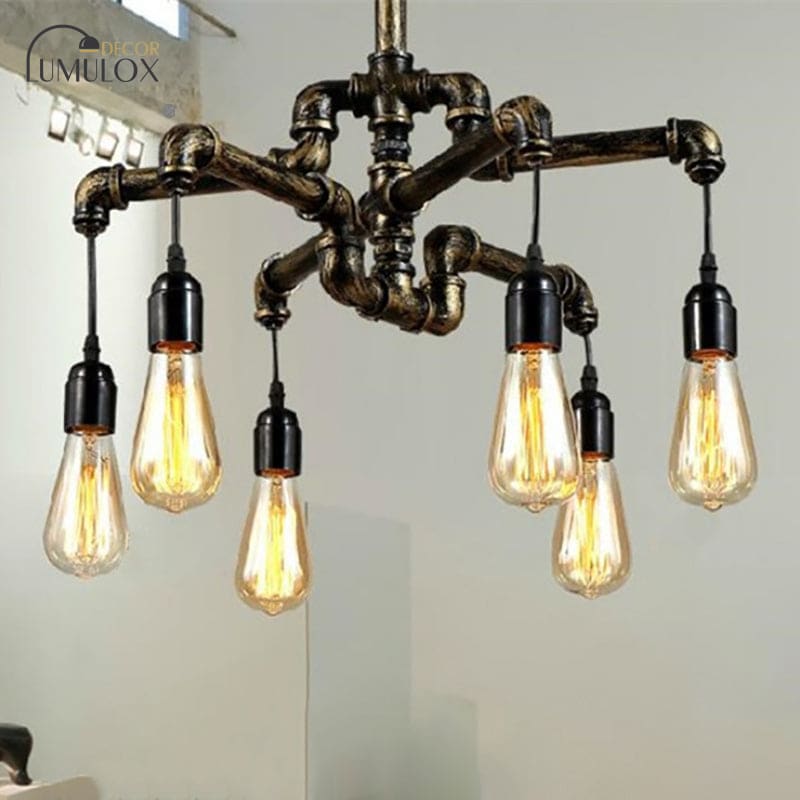 Vintage Industrial Metal and Glass Hanging Light – 4/6-Light 3-Tier Pendant for Living Rooms