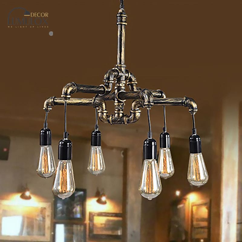 Vintage Industrial Metal and Glass Hanging Light – 4/6-Light 3-Tier Pendant for Living Rooms