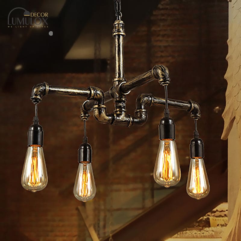 Vintage Industrial Metal and Glass Hanging Light – 4/6-Light 3-Tier Pendant for Living Rooms