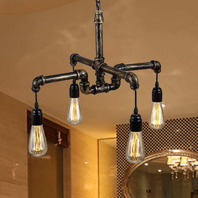 Vintage Industrial Metal and Glass Hanging Light – 4/6-Light 3-Tier Pendant for Living Rooms
