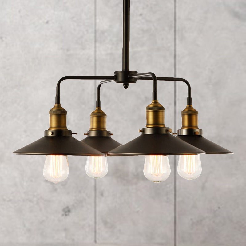 Lampe suspendue métallique noire de style industriel avec design de lustre conique - Parfait pour la table à manger