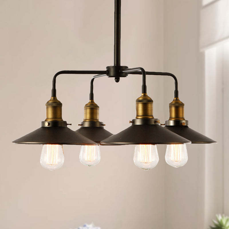 Lampe suspendue métallique noire de style industriel avec design de lustre conique - Parfait pour la table à manger