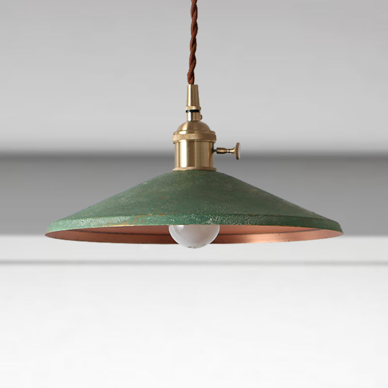 Suspension rustique avec abat-jour en soucoupe et cordon réglable - Argent/Rouge/Bleu