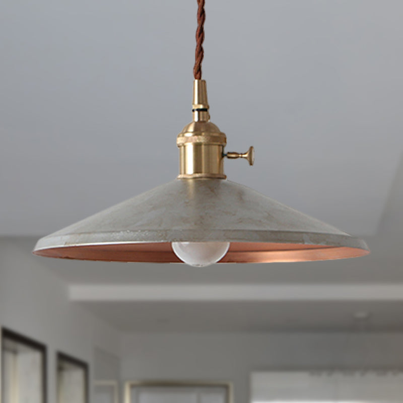 Suspension rustique avec abat-jour en soucoupe et cordon réglable - Argent/Rouge/Bleu