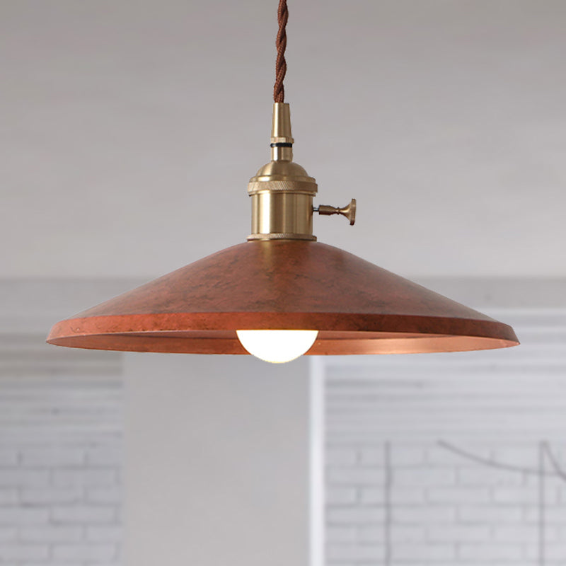 Suspension rustique avec abat-jour en soucoupe et cordon réglable - Argent/Rouge/Bleu