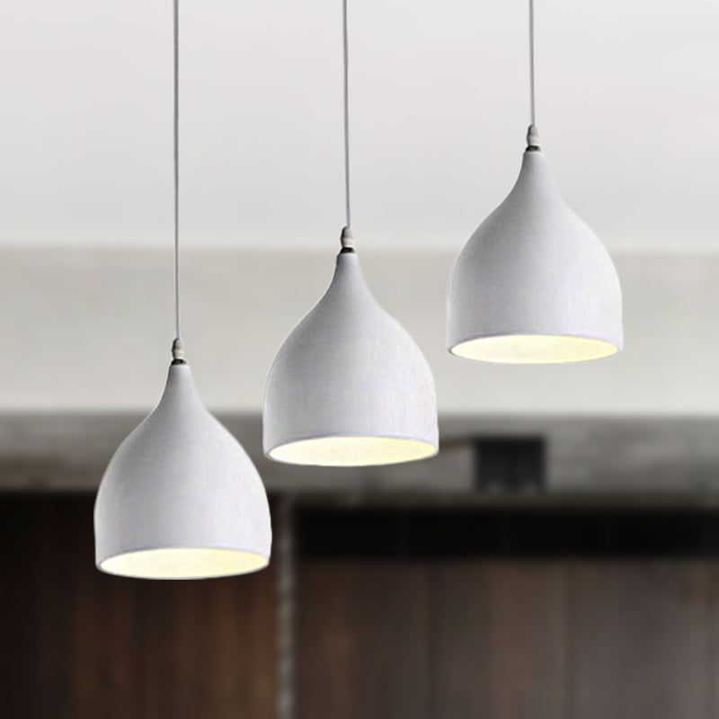 Modernist Style 3-Light Ceiling Pendant with Metallic Black/White Dome Shade