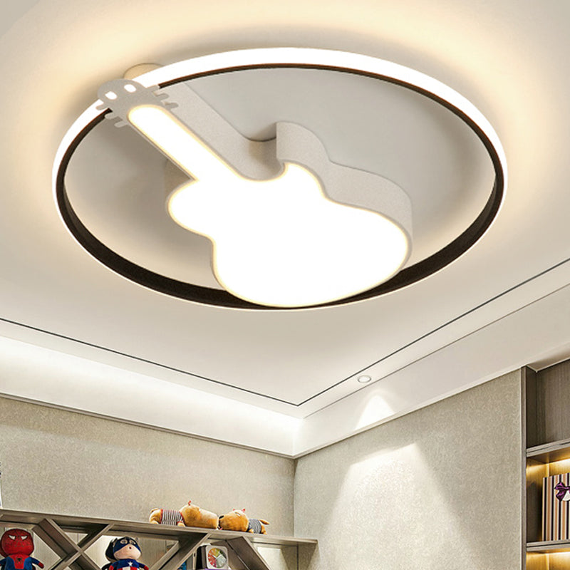 Candy-Colored Guitar Acrylic Flush Mount Led Ceiling Light For Game Rooms White / 18