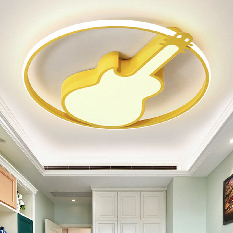 Candy-Colored Guitar Acrylic Flush Mount LED Ceiling Light for Game Rooms