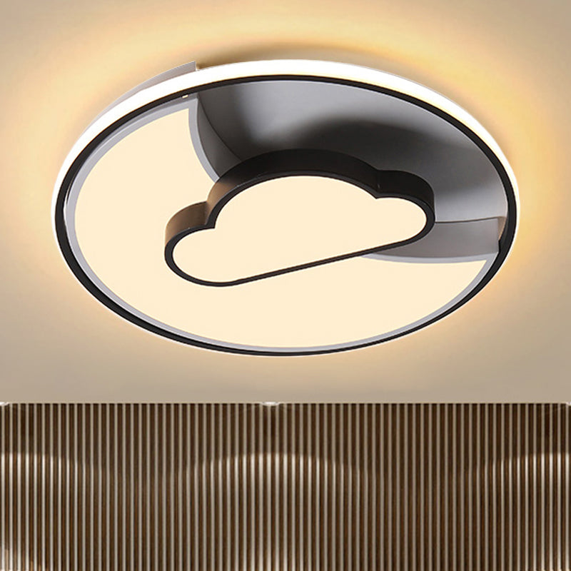 Crescent & Cloud Cartoon LED Flush Mount Ceiling Lamp for Study Room