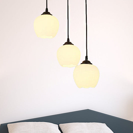 Classic Black Glass Bubble Pendant Light Fixture With 3 Lights For Living Room