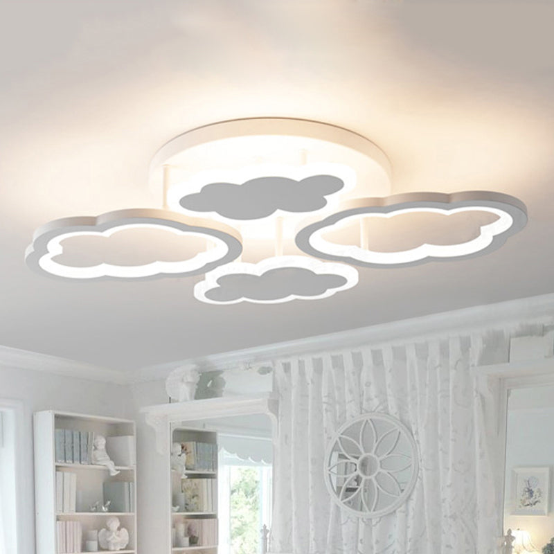 Modern White Acrylic LED Ceiling Light for Bedroom - Floating Cloud Flush Mount