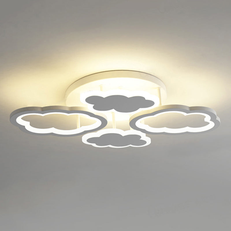 Modern White Acrylic LED Ceiling Light for Bedroom - Floating Cloud Flush Mount