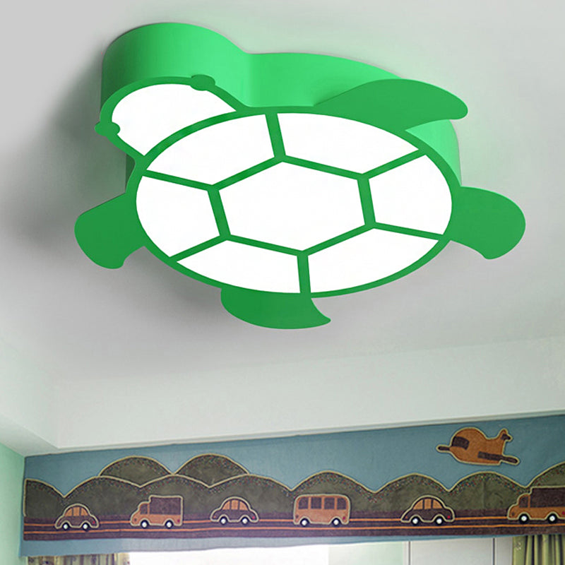 Cartoon Turtle Kindergarten Ceiling Light - Acrylic Flush Mount Fixture