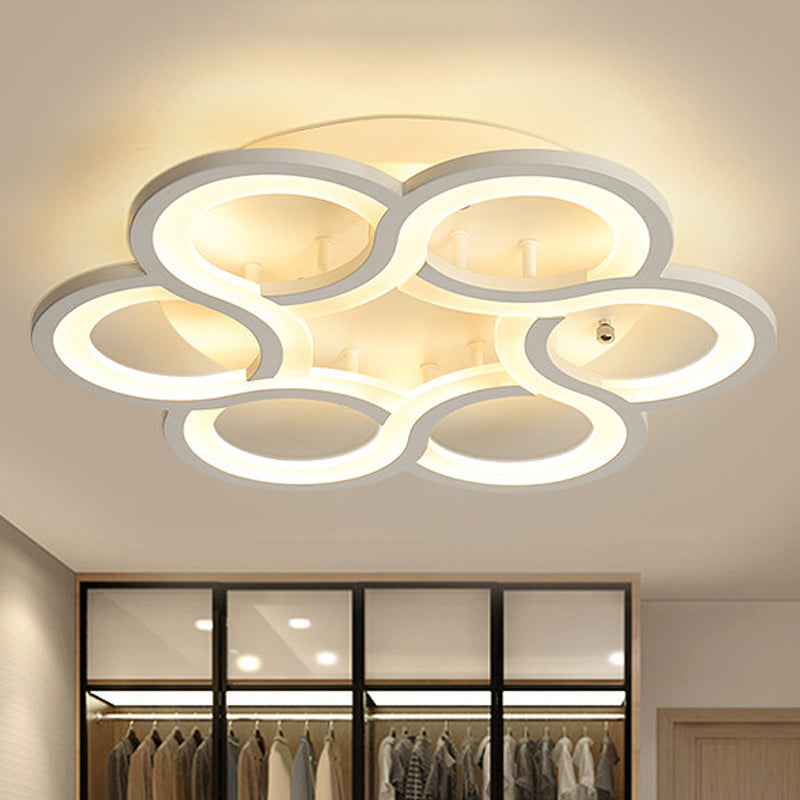 Modern Stylish White Acrylic LED Ceiling Fixture for Hotels - Petal Semi Ceiling Mount Light