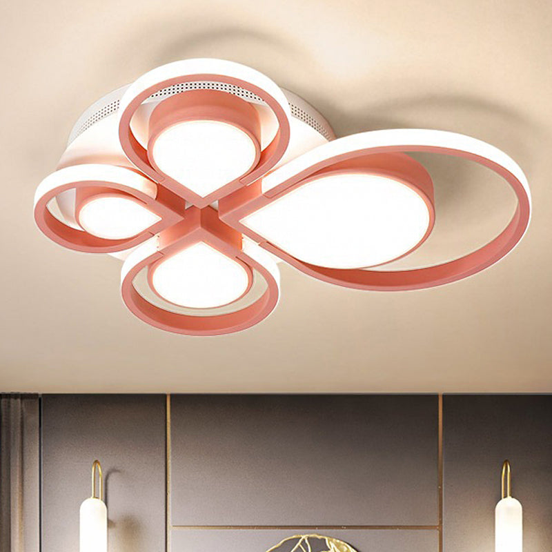 Modern Acrylic Flower Ceiling Light Fixture For Living Rooms - Flush Mount Pink / 19.5 Warm