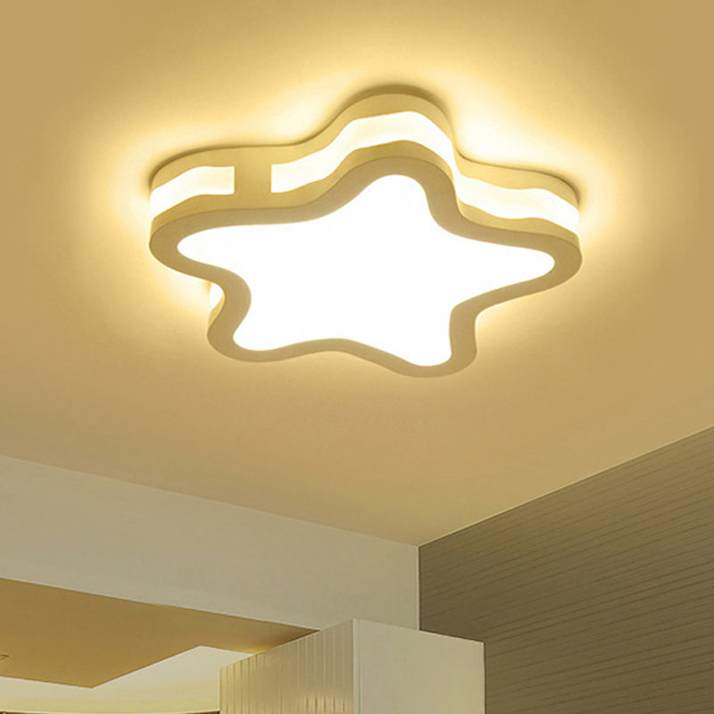 Cartoon Classroom Ceiling Light in White - Acrylic Flush Mount Fixture