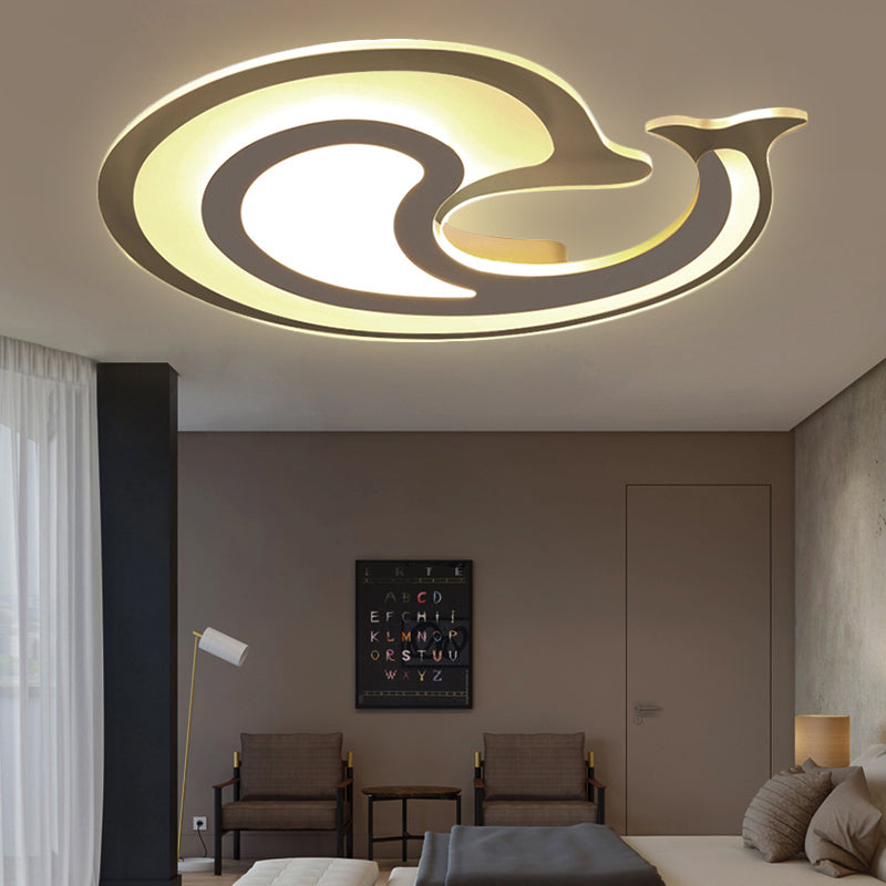Plafonnier en forme de coquille d'escargot pour enfants au design rayé blanc - Idéal pour la chambre d'enfant