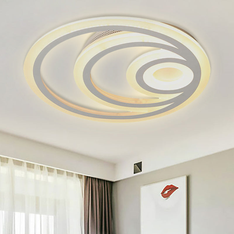 Modern White Round Flush Mount Ceiling Light for Kindergarten - Chic Acrylic Fixture