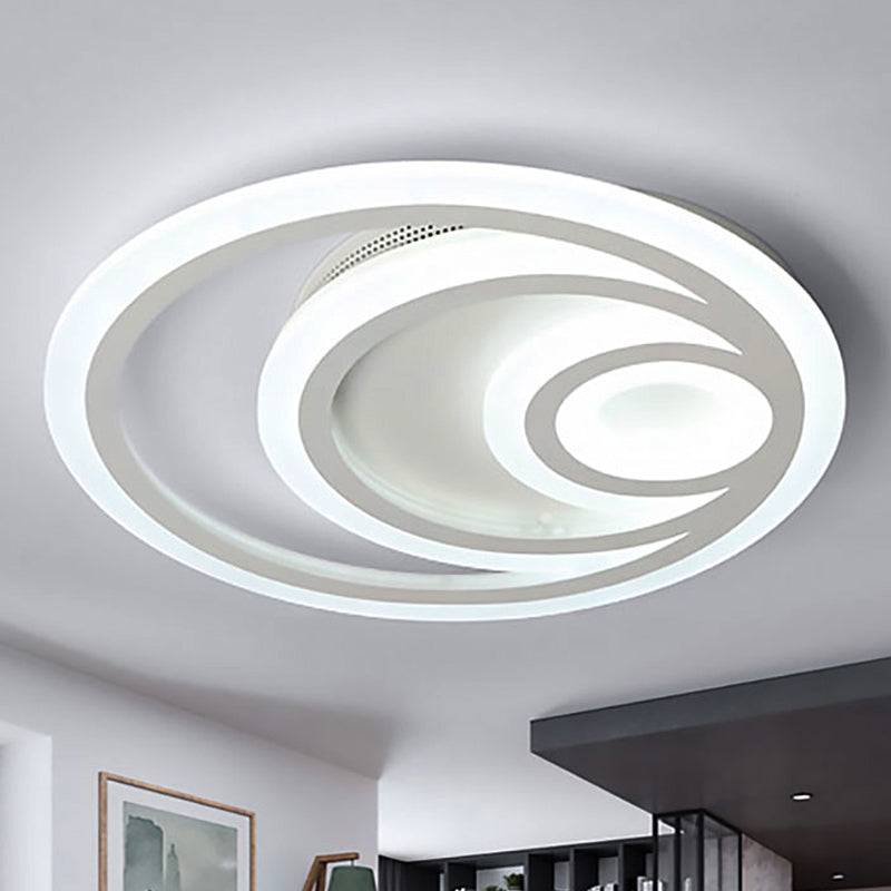 Modern White Round Flush Mount Ceiling Light for Kindergarten - Chic Acrylic Fixture