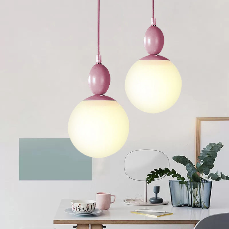 Small Nordic Pendant Light With Milk Glass Shade For Corridor