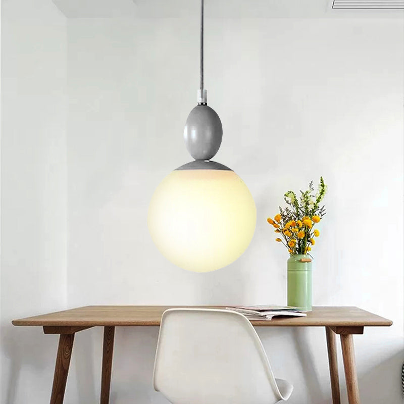 Small Nordic Pendant Light With Milk Glass Shade For Corridor