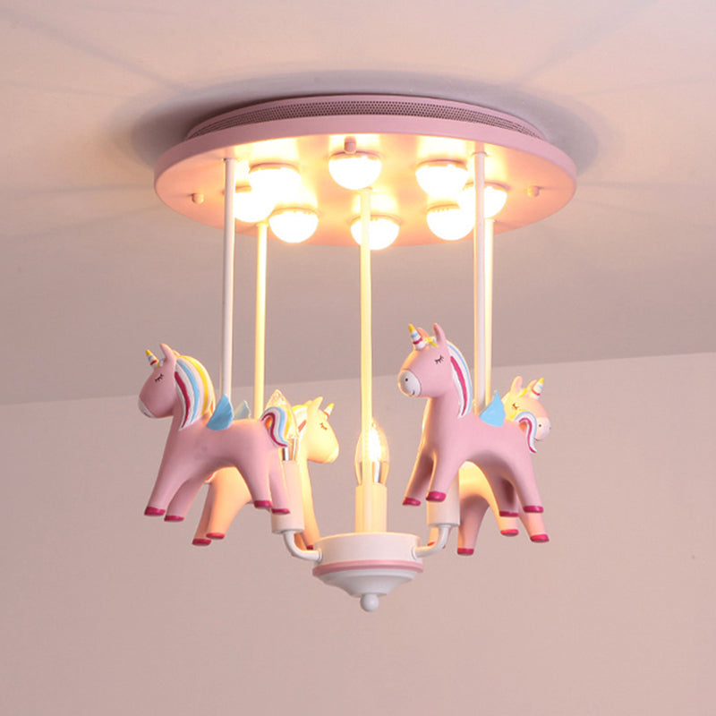 Plafonnier semi-encastré amusant pour jardin d'enfants : plafonnier pour enfants en résine avec finition rose