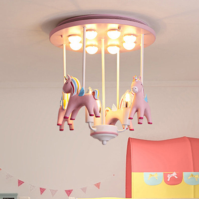 Plafonnier semi-encastré amusant pour jardin d'enfants : plafonnier pour enfants en résine avec finition rose