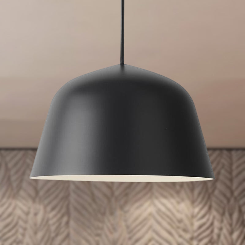 Lampe suspendue en métal à 1 lampe de style nordique en forme de dôme, noire/verte, pour chambre à coucher