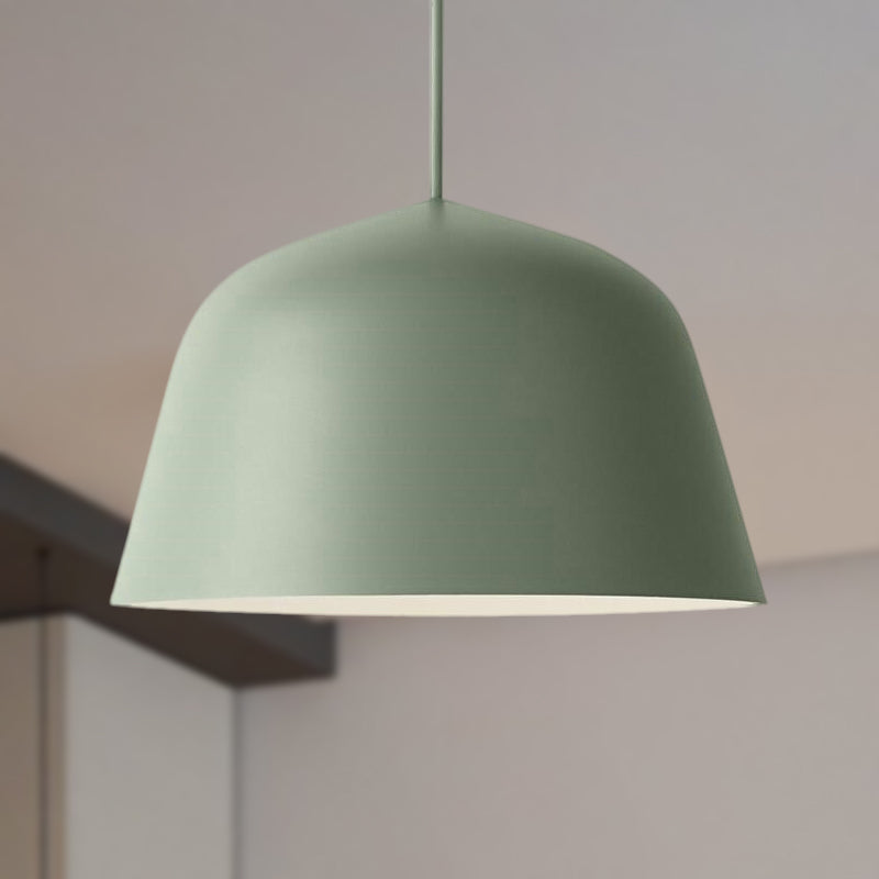 Lampe suspendue en métal à 1 lampe de style nordique en forme de dôme, noire/verte, pour chambre à coucher