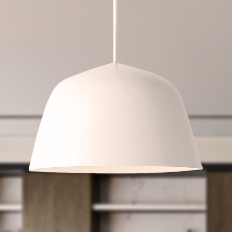 Lampe suspendue en métal à 1 lampe de style nordique en forme de dôme, noire/verte, pour chambre à coucher