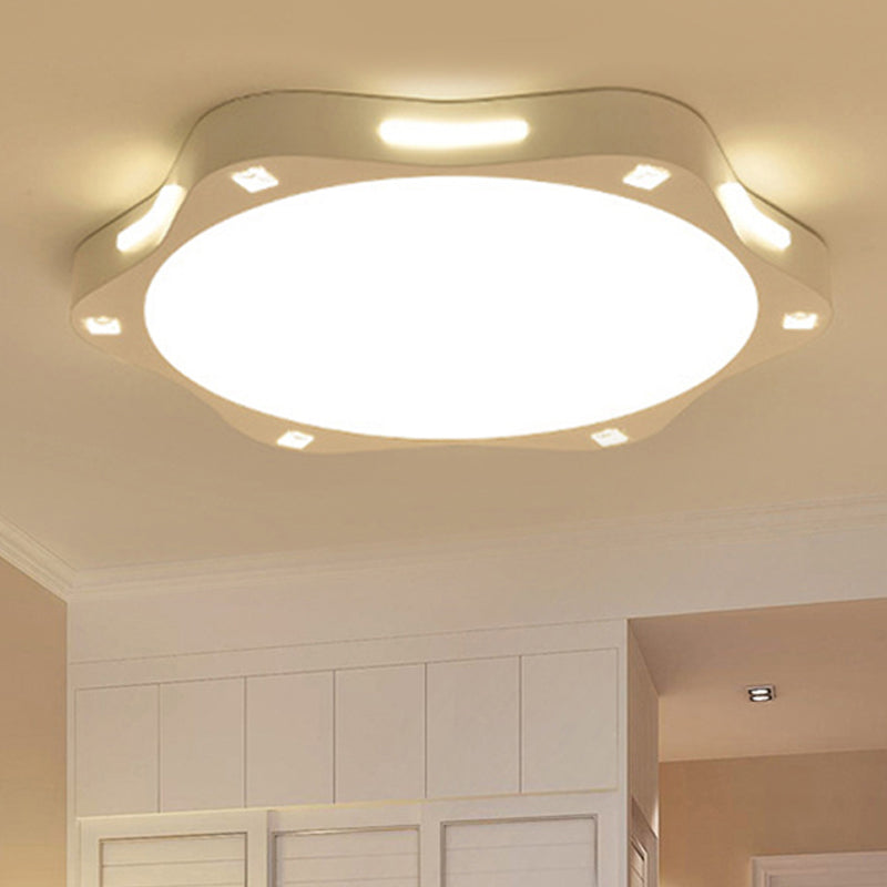 Contemporary Sun-inspired LED Ceiling Lamp for Child Bedroom in Bright White Acrylic