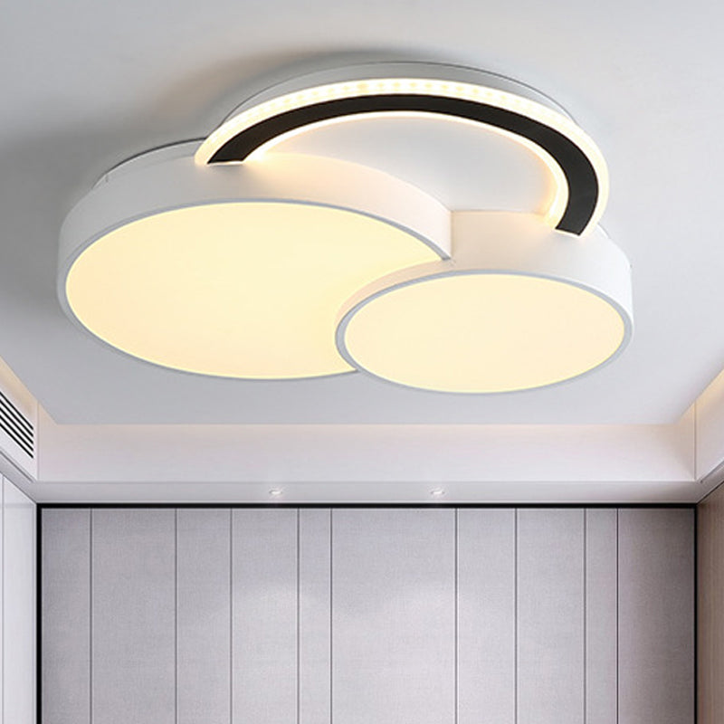 Modern Half-Circle Flush Mount LED Ceiling Lamp - Foyer Round, White Acrylic