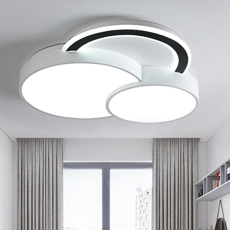 Modern Half-Circle Flush Mount LED Ceiling Lamp - Foyer Round, White Acrylic
