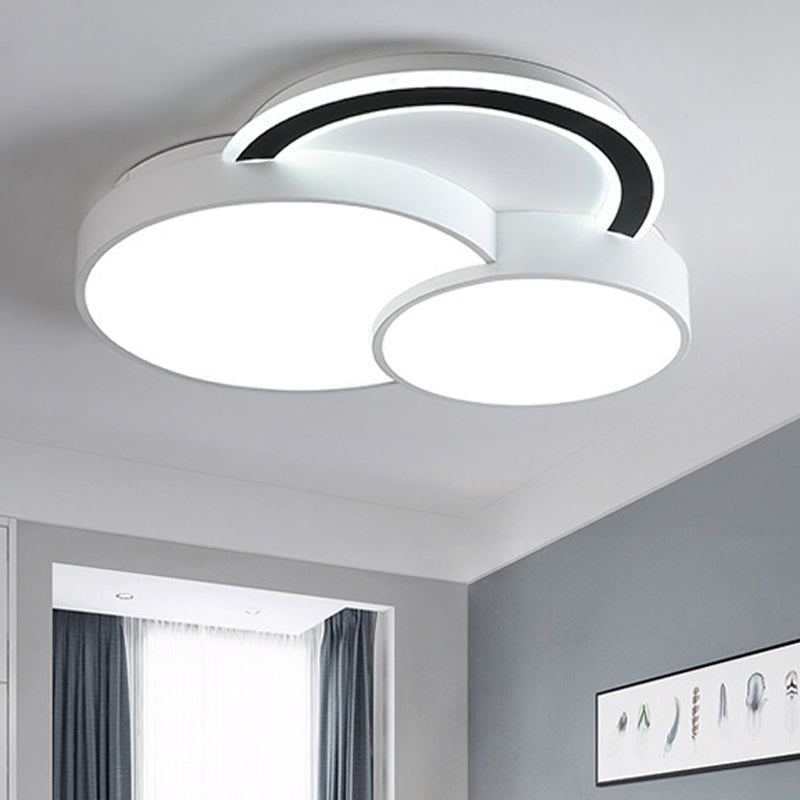 Modern Half-Circle Flush Mount LED Ceiling Lamp - Foyer Round, White Acrylic