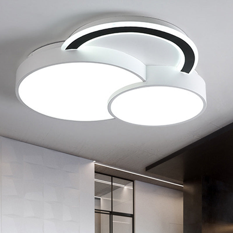 Modern Half-Circle Flush Mount LED Ceiling Lamp - Foyer Round, White Acrylic